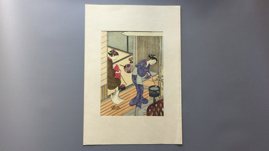 301『座敷八景 手拭の帰帆』鈴木春信/複製浮世絵